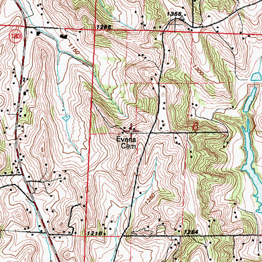 Topographic Map of Evans Cemetery, IA