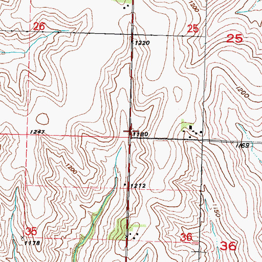 Topographic Map of Evergreen School, IA