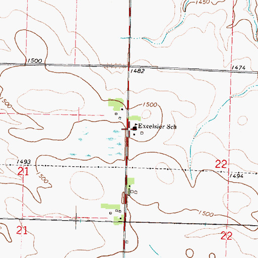 Topographic Map of Excelsior School, IA