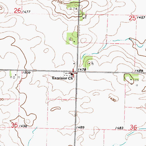 Topographic Map of Excelsior Church, IA