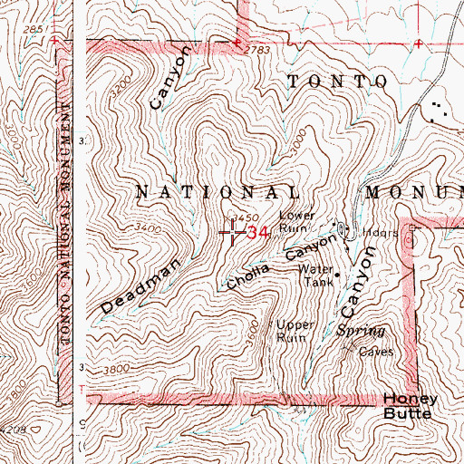 Topographic Map of Aconye Ridge (historical), AZ