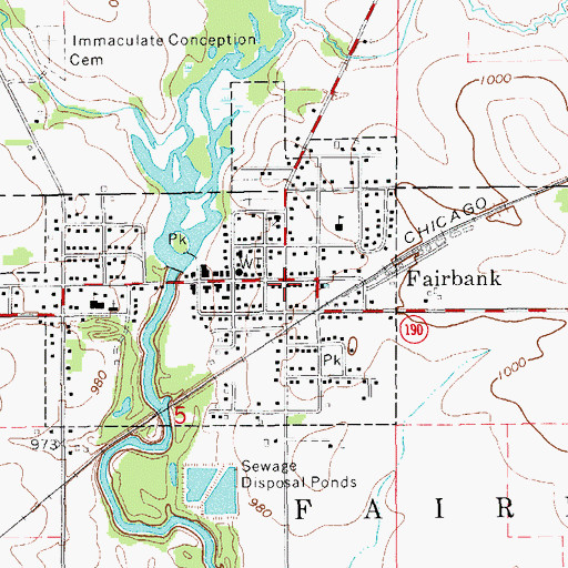 Topographic Map of Fairbank, IA