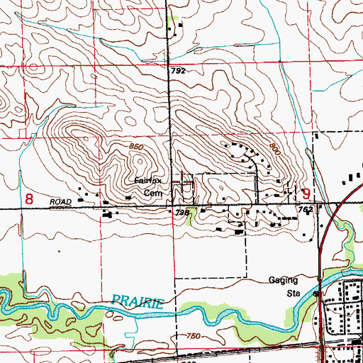 Topographic Map of Fairfax Cemetery, IA