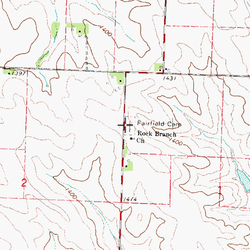 Topographic Map of Fairfield Cemetery, IA