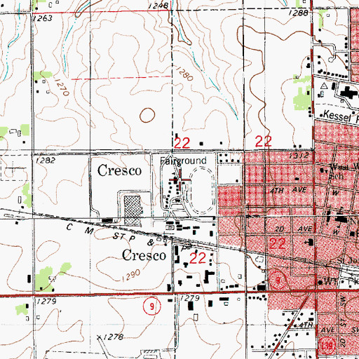 Topographic Map of Fairgrounds Elementary School, IA