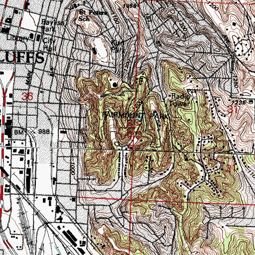 Topographic Map of Fairmount Park, IA