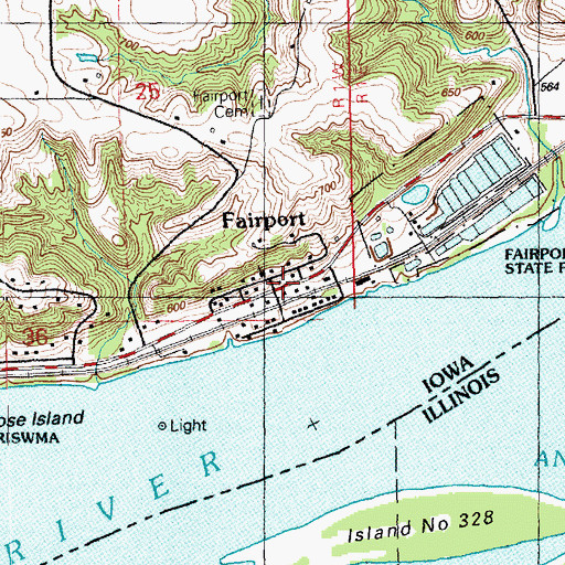 Topographic Map of Fairport, IA