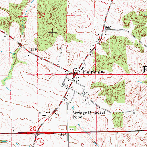 Topographic Map of Fairview, IA