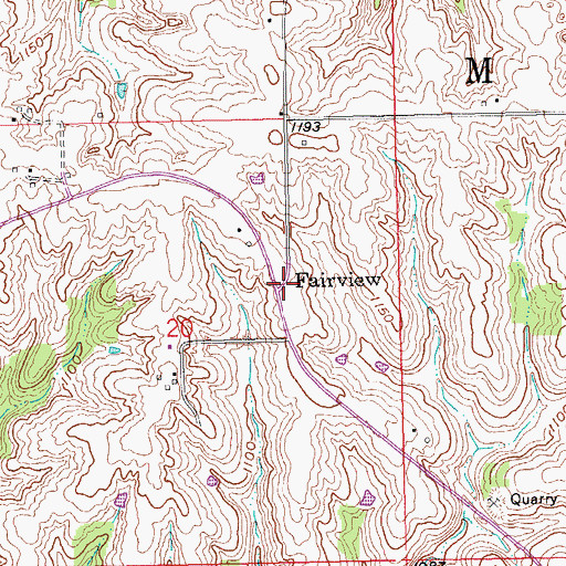 Topographic Map of Fairview, IA