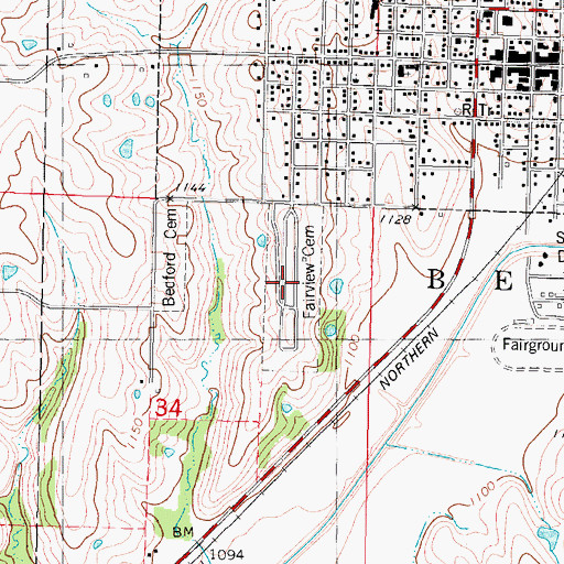Topographic Map of Fairview Cemetery, IA