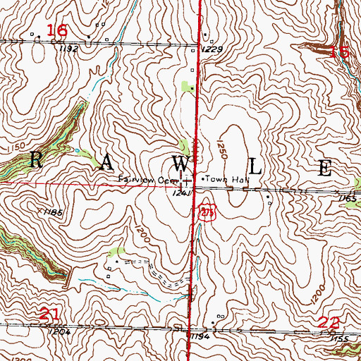 Topographic Map of Fairview Cemetery, IA