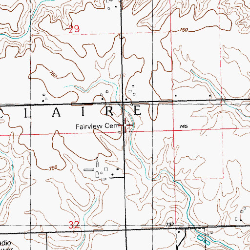 Topographic Map of Fairview Cemetery, IA