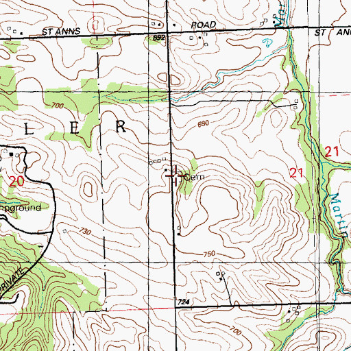 Topographic Map of Fairview Cemetery, IA
