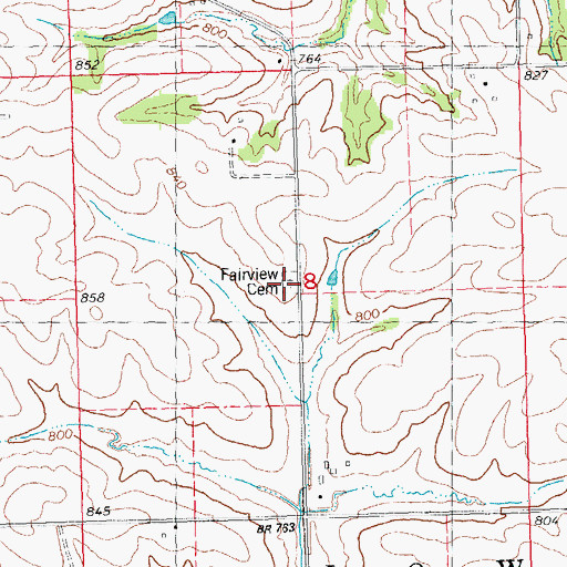 Topographic Map of Fairview Cemetery, IA