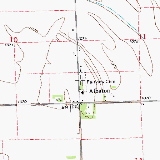 Topographic Map of Fairview Cemetery, IA
