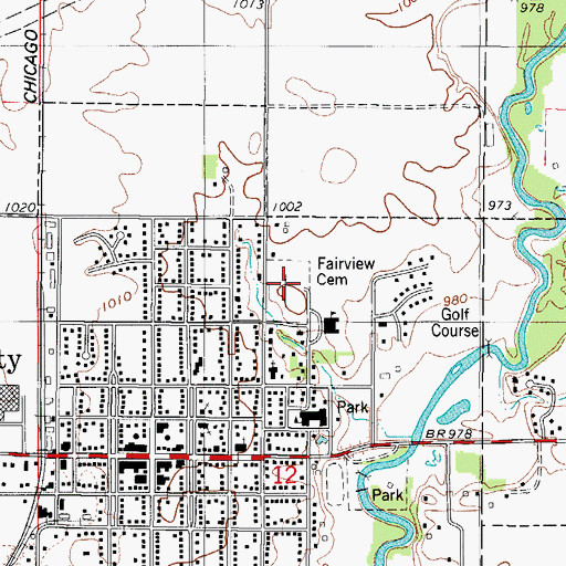 Topographic Map of Fairview Cemetery, IA