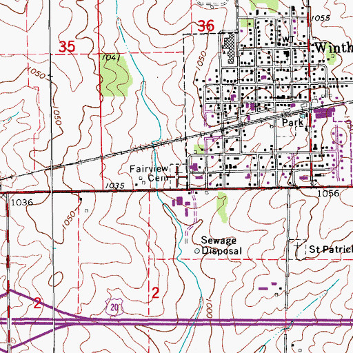 Topographic Map of Fairview Cemetery, IA