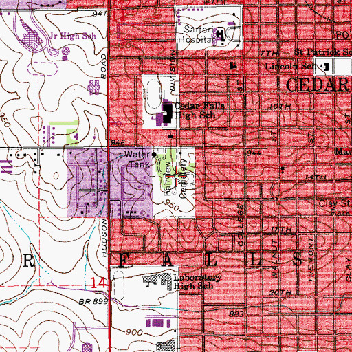 Topographic Map of Fairview Cemetery, IA