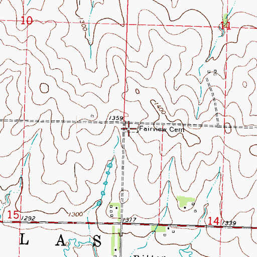Topographic Map of Fairview Cemetery, IA