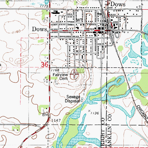 Topographic Map of Fairview Cemetery, IA