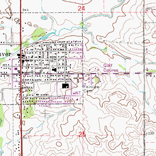 Topographic Map of Fairview Cemetery, IA