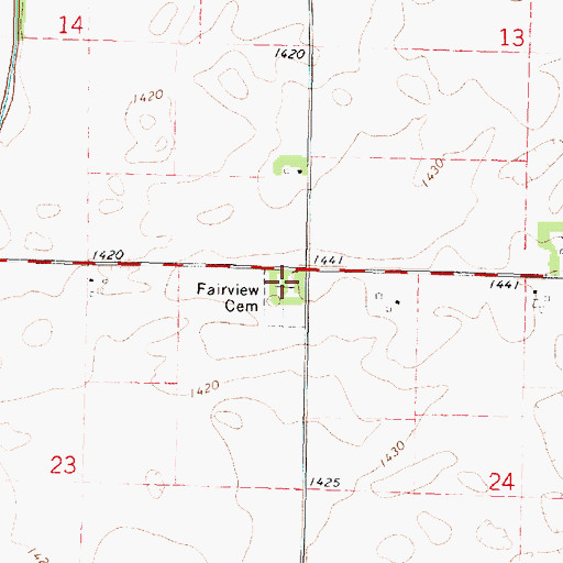 Topographic Map of Fairview Cemetery, IA