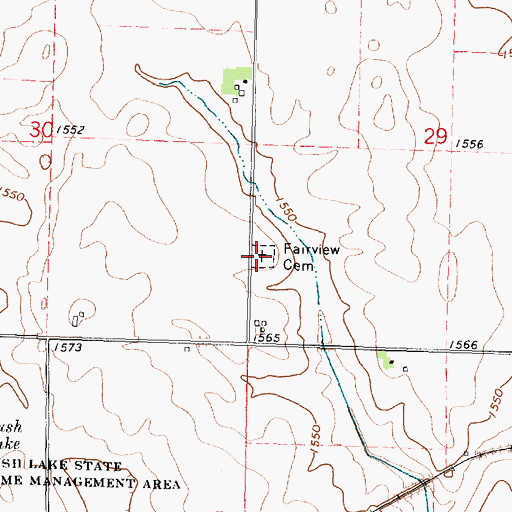 Topographic Map of Fairview Cemetery, IA