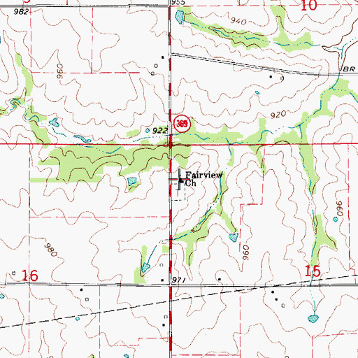 Topographic Map of Fairview Church, IA