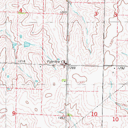 Topographic Map of Fairview Church, IA