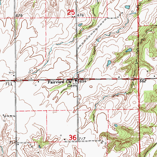 Topographic Map of Fairview Church, IA