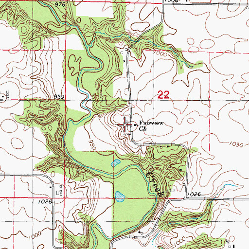 Topographic Map of Fairview Church, IA