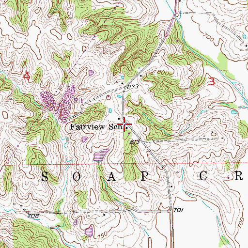 Topographic Map of Fairview School, IA