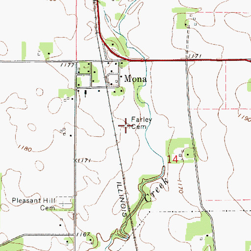 Topographic Map of Farley Cemetery, IA