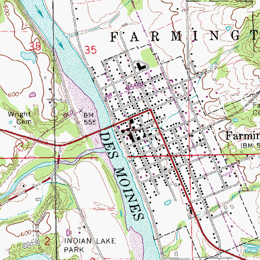Topographic Map of Farmington, IA