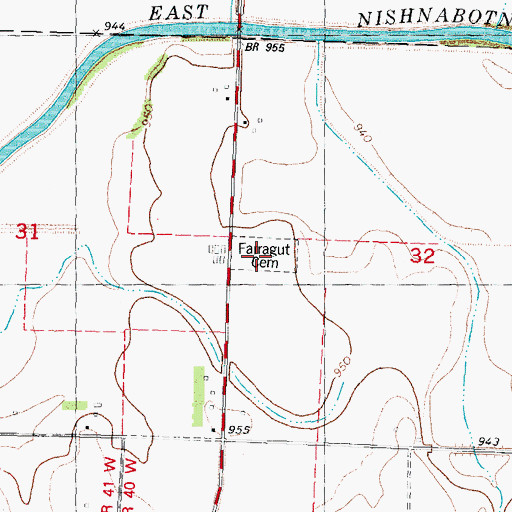Topographic Map of Farragut Cemetery, IA