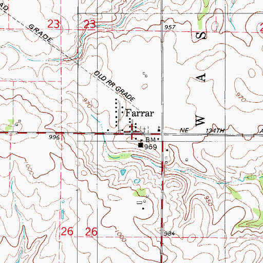 Topographic Map of Farrar, IA