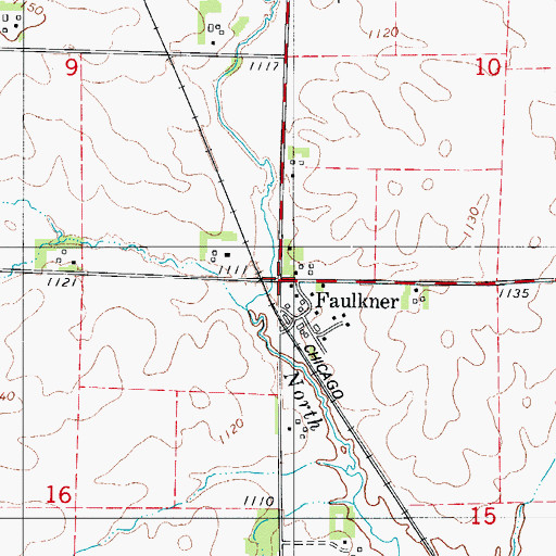Topographic Map of Faulkner, IA