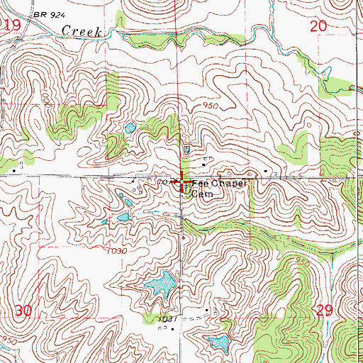 Topographic Map of Fee Chapel Cemetery, IA