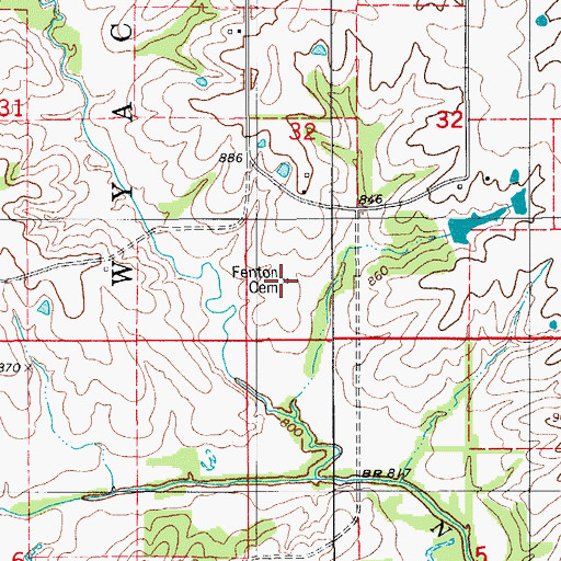 Topographic Map of Fenton Cemetery, IA