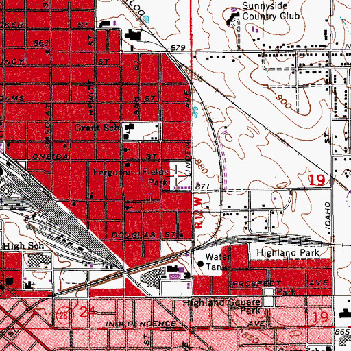Topographic Map of Ferguson-Fields Park, IA