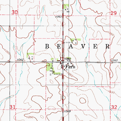 Topographic Map of Fern, IA