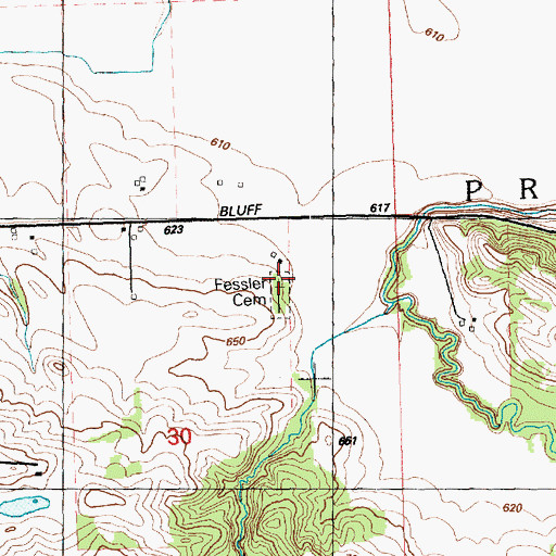 Topographic Map of Fessler Cemetery, IA