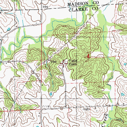 Topographic Map of Field Cemetery, IA