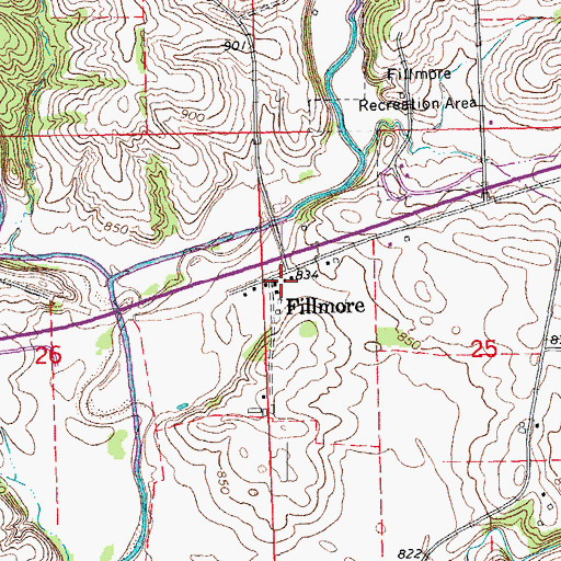 Topographic Map of Fillmore, IA