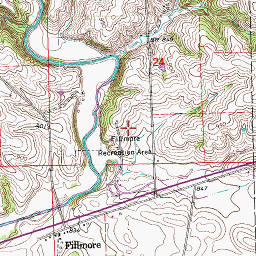 Topographic Map of Fillmore Recreation Area, IA