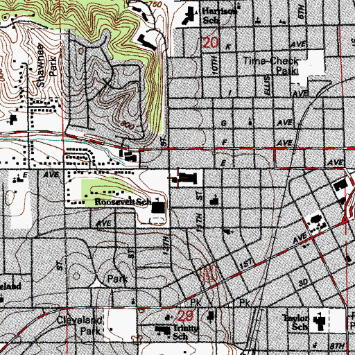 Topographic Map of Fillmore Schools, IA