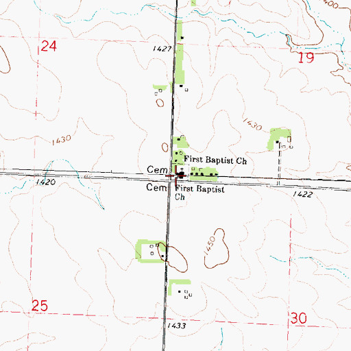 Topographic Map of First Baptist Church, IA