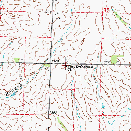 Topographic Map of First Evangelical Church, IA