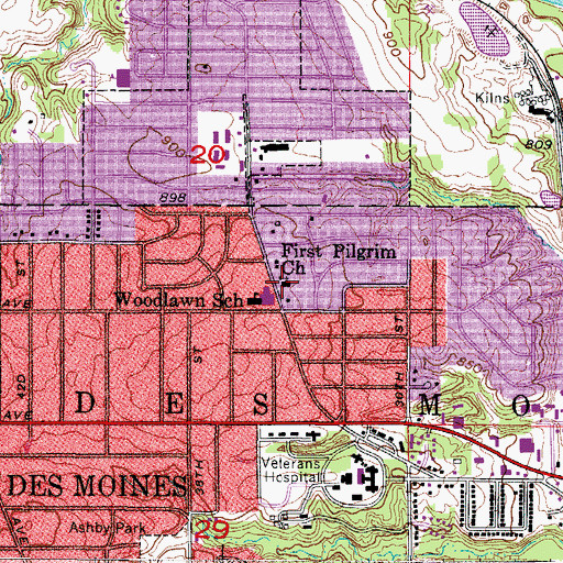 Topographic Map of First Pilgrim Church, IA