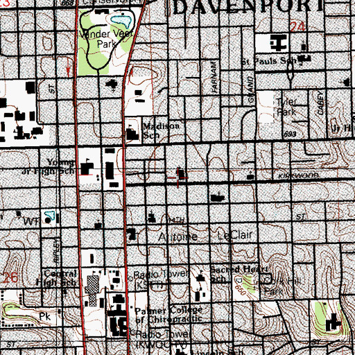 Topographic Map of First Presbyterian Church, IA